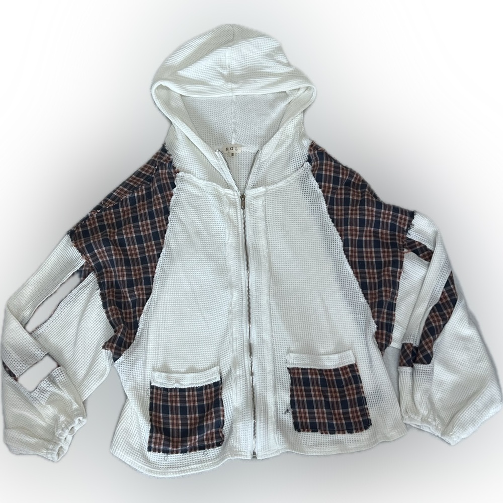 Pol Plaid Patchwork Hooded Jacket - image 2